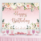 Blumen Und Süss Rosa Funkeln Hintergrund Für Geburtstag